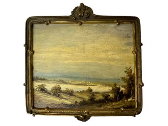 Signed Antique Miniature Seascape Oil Painting On Board