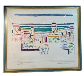 Vintage Reproduction Print Of Paul Klee Landscape With Buildings