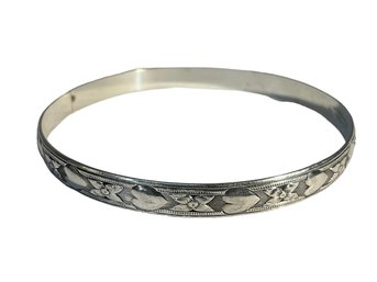 Sterling Vintage Danecraft Bangle Bracelet Heart Motif