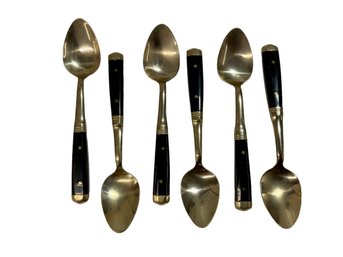 Buffalo Horn And Bronze Thai Demitasse Spoons