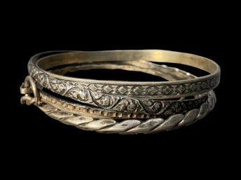 Five Antique And Vintage Sterling Bangle Bracelets