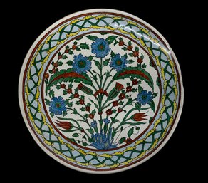 Iznik Style Persian Decorative Plate Signed