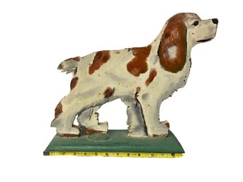 Wooden Hand Painted Folk Art Spaniel Dog W Orig 1950 Tag