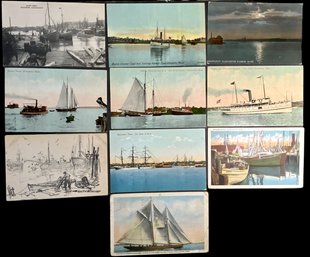 Lot Of Ten Antique/Vintage Postcards Gloucester MA Incl. Emile A. Gruppe Card