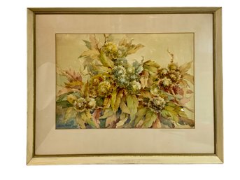 Signed L. Edna Martin Floral Watercolor 1905