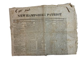 The New Hampshire Patriot May 19, 1812 Newspaper Indian Affairs Governor Harrison War Of 1812 Militaria