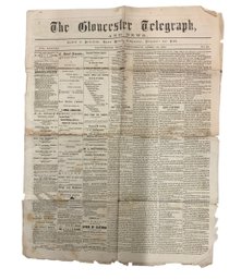 1864 Gloucester Telegraph Antique Newspaper Civil War Steamship Ads Blacksmithing Ads