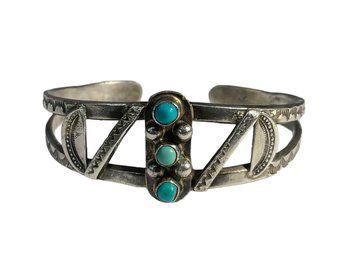 Sterling Silver Native American Turquoise Cuff Bracelet