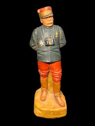 Antique WWI General Joffre Stoneware Statue Painted