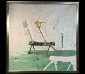 Signed Oil Painting Teeter Totter Sandra Figueras