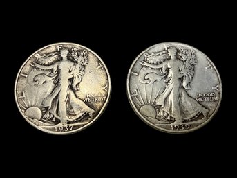 Two Walking Liberty Halves 1937 And 1939 90 Percent Silver