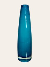 Blown Glass Blue Mod Style Vase Aquamarine