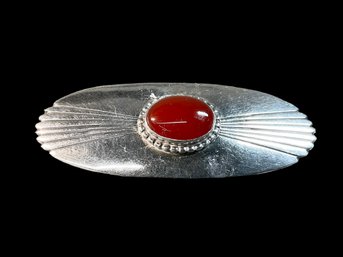 Sterling And Carnelian Southwestern Style Brooch