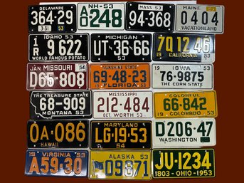 Lot Of 19 Vintage 1950s Metal Bicycle License Plates