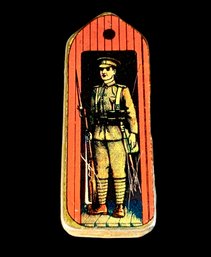 Rare Early WWI Tin Box Depicting British Tommy In Sentry Box