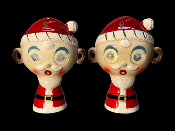 1960s Porcelain Santa Salt And Pepper Shakers