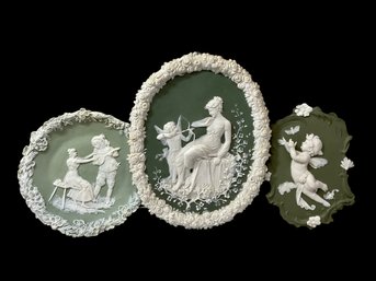 Trio Of Porcelain Plaques Wedgwood Type