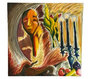 Abstract Woman In Candlelight Painting Oil On Canvas