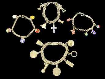 Four Vintage/Antique Souvenir Charm Bracelets