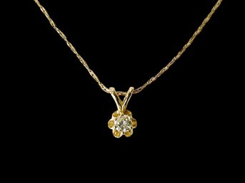 14K Chain Necklace With Stone Pendant