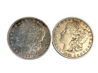 Two 1881 Morgan Dollars .90 Silver