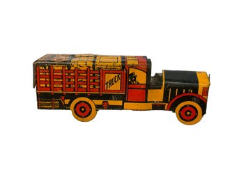 Tiny Tin Litho Cracker Jack Prize Toy Grocery Truck