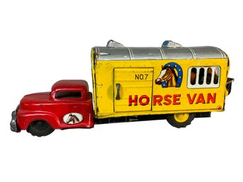 Vintage Tin Litho Horse Van #7 With Moving Horses