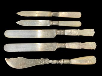 Batch Of Antique Mother Of Pearl Handled Knives