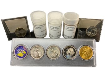 2011 And 2010 P&D Mint National Parks Quarters 2002 Indiana Set Gold-plated & Colored Example