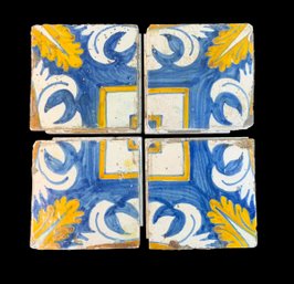 17th Century Or Style Antique Portuguese Panel/Plaque Of Four Tiles