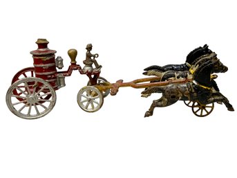 Early 1900s Antique Three Horse Cast Iron Fire Brigade Toy