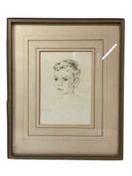 1943 Signed Ethel Machanic Pencil Drawing Portrait