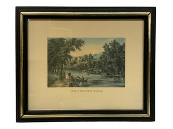 The River Side - Antique Currier And Ives Print