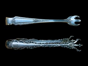 Sterling Silver Victorian Two Small Pairs Of Tongs