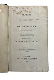 History Of Bridgewater MA 1840 Genealogy Settlement Register Book By Nahum Mitchell