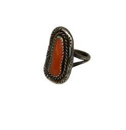 Antique Native American Coral Ring Size 6