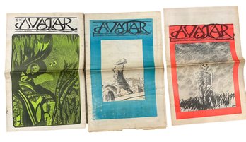 Lot Of Three Avatar United Free Press Newspapers 1960s Hippies Counter Culture Sun Ra Pink Floyd