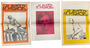 Three Avatar Newspapers By United Free Press Eastcoast Hippies Anarchists Jeff Fahey Pyschedelic Art 1960s