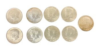 Lot Of Nine Kennedy Silver Half Dollars 1964-1968 D Mint