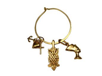 Trio Of 14K Charms, Owl And Nefertiti