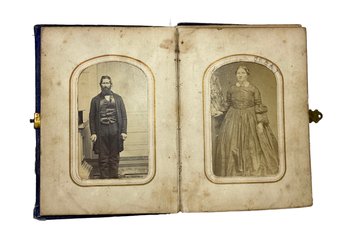 Antique Photograph Album Gentleman Lady Baby Etc. 19th Century American