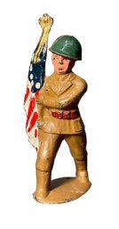 Vintage Barclay Manoil Flag Bearer #701 Toy Soldier Lead Or Metal