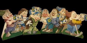 RARE 1940s Disney Donald Duck Bread Stand-Up Ad Displays Of Seven Dwarves