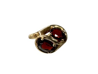 14K Gold KSK Estate Cocktail Ring With Garnets