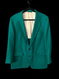 Men's Vintage Emerald Green Wool Sporting Jacket With Leather Buttons