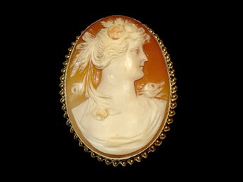 Antique Victorian 10K Cameo Pendant Brooch