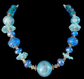 Hand Blown Glass Bead Necklace Artisan Made