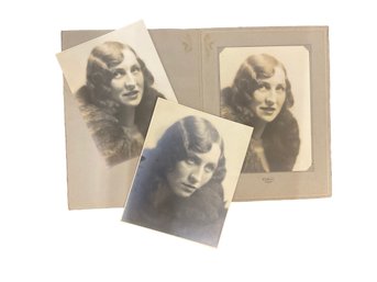 Three Antique Photographs Of A Flapper Woman Fashion Glamour Photography Art Deco Period