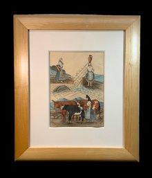 1929 Signed Portuguese Painting Illustration By Carlos Botelho