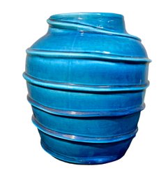 Large Modern Blue Glazed Portuguese Ceramic Vase